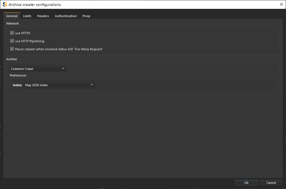 Archive crawler configurations